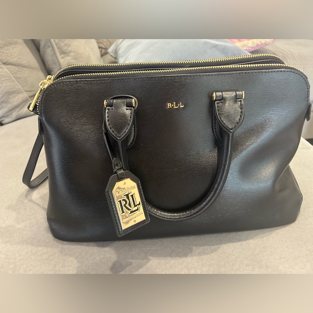 Ralph Lauren leather satchel black & gold hardware